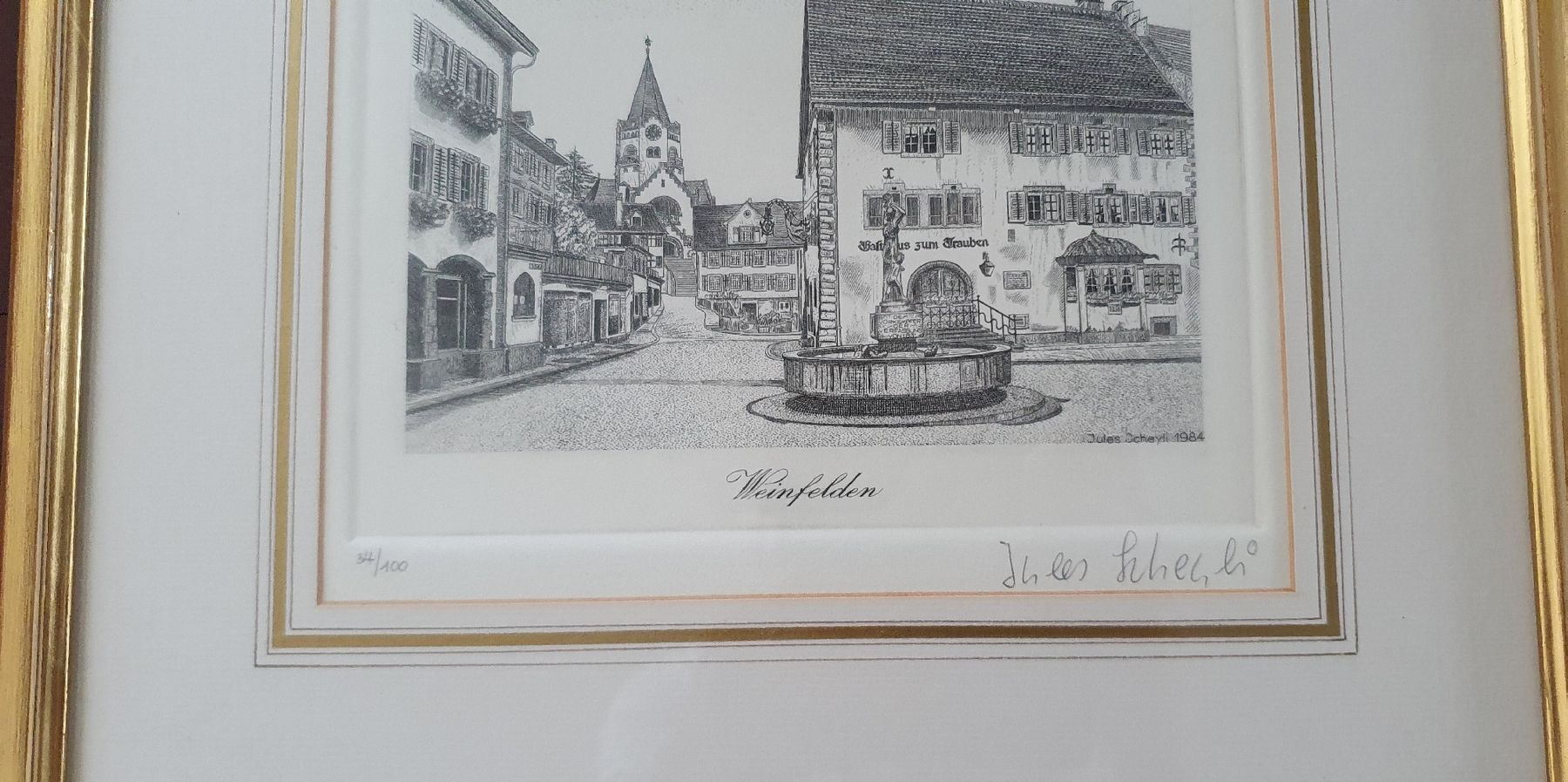 Stiche: 2 Bilder - Stahlstich Weinfelden von Jules Scheyli – Gebraucht aus Kreuzlingen von Rschweiz1 5