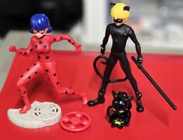 3x Miraculous Ladybug Figuren (Cat Noir, Plaque, Ladybug)