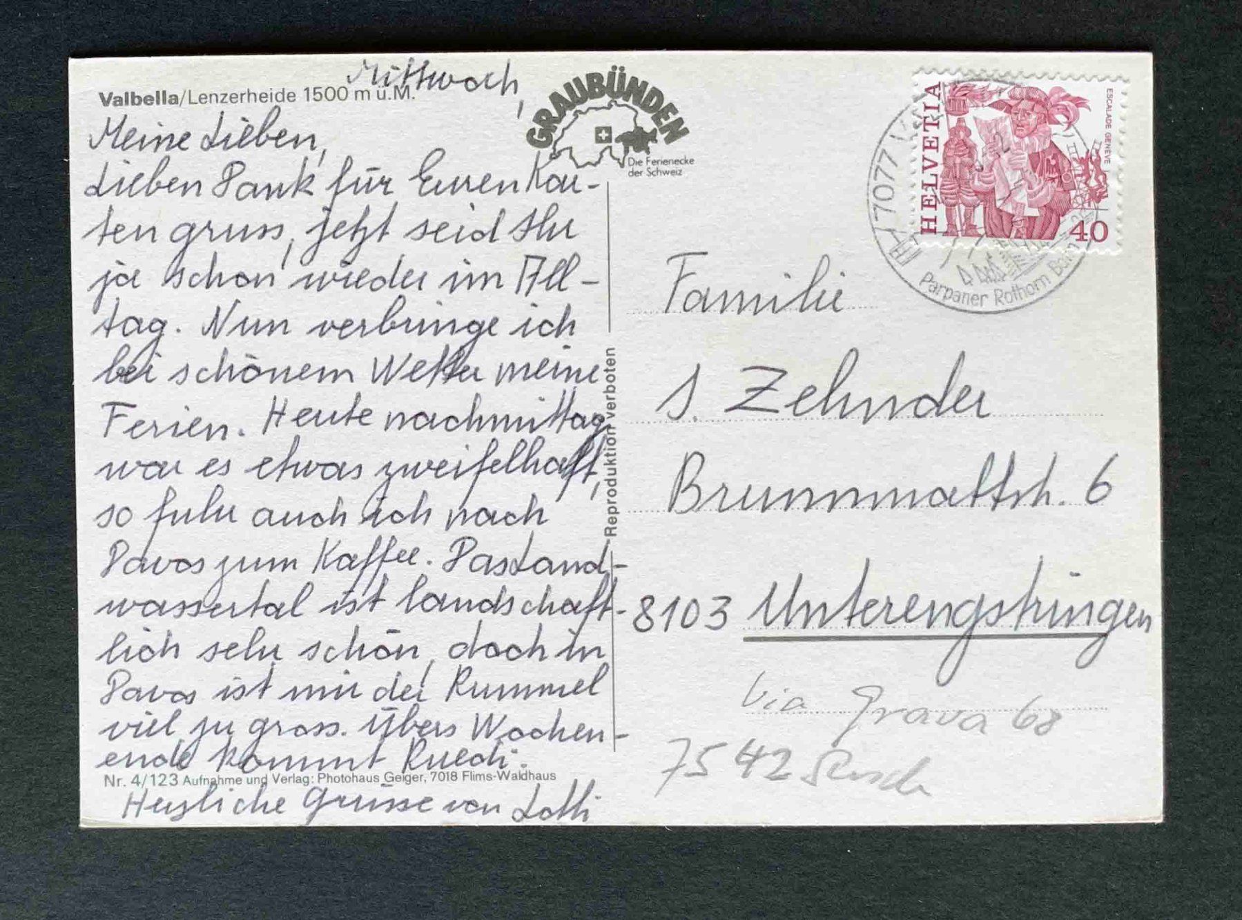 Cartoline postali: AK Gruss aus Valbella – Usato da Goldau venduto da artelier1 1