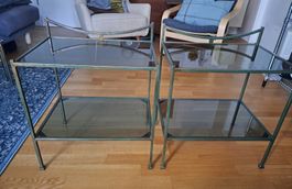 Beistelltische Metall Glas 2er Set vintage 