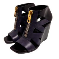 Balenciaga Wedges Leder Schwarz Gr. 38 mit Box & Dustbag