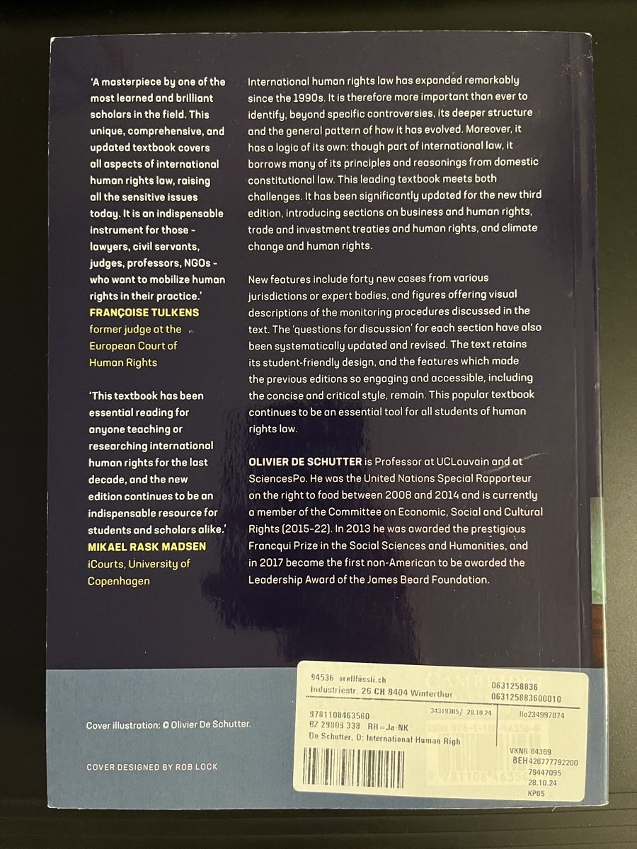 Bücher: De Schutter, International Human Rights Law (3rd edn) – Neu (gemäss Beschreibung) aus Villars-sur-Glâne von Yashem 1