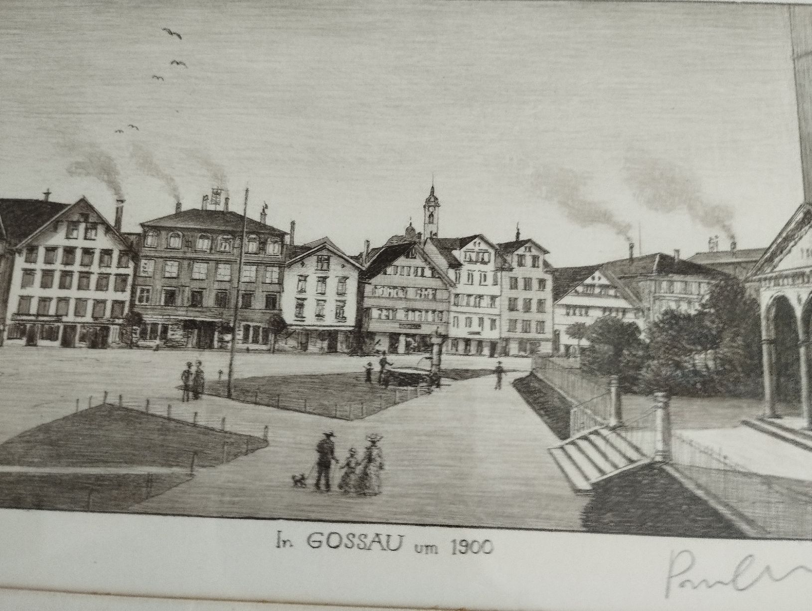 Grafiken & Lithographien: Lithographie von Gossau SG um 1900 – Gebraucht aus Adlikon b.Regensdf von puz_62wm 2