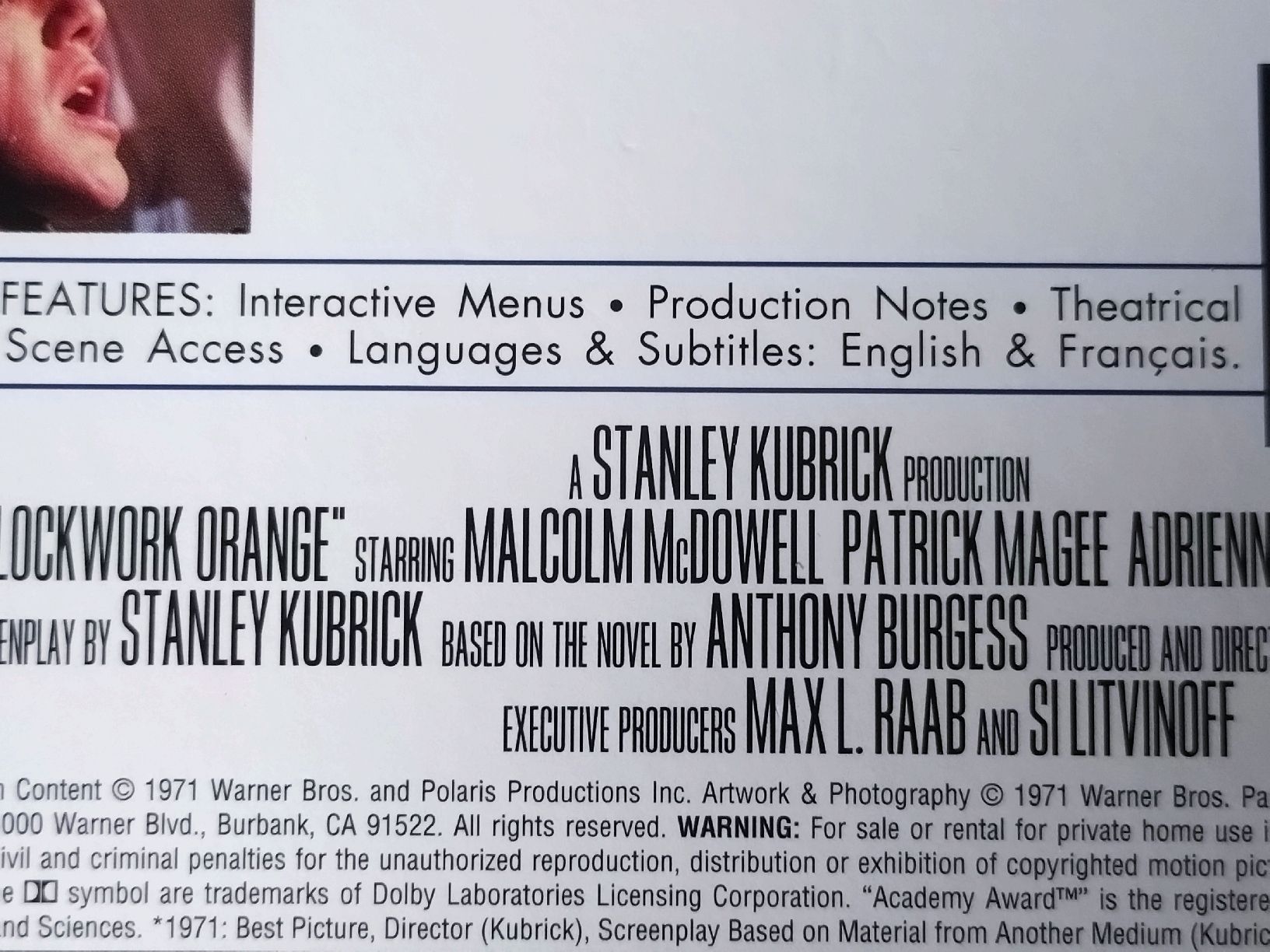 Tutti i DVDs:  Stanley Kubrick Collection - Orange Mécanique – Usato da Farvagny-le-Grand venduto da LaCaverne 2