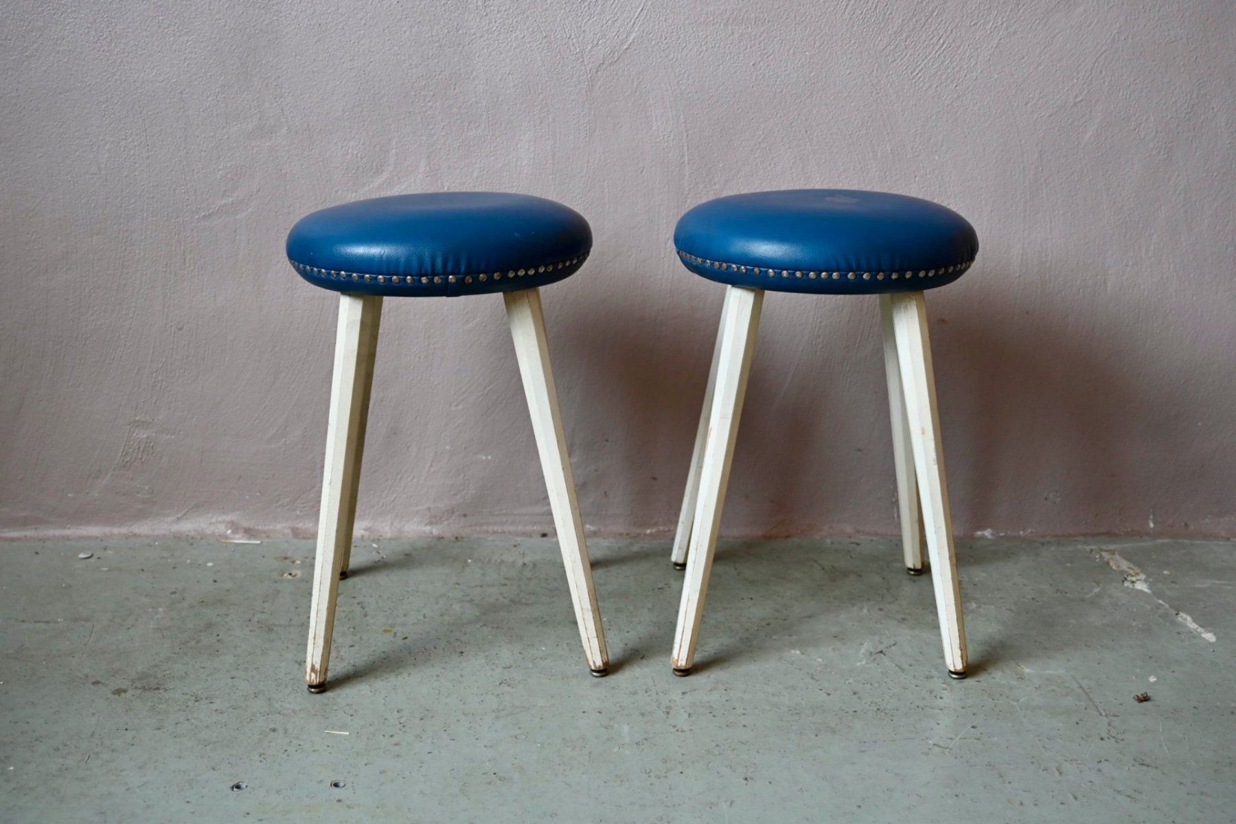 Tabourets: Paire tabourets rockabilly bleu bois blanc – D'occasion à COLMAR par Sophiebellelurette 3