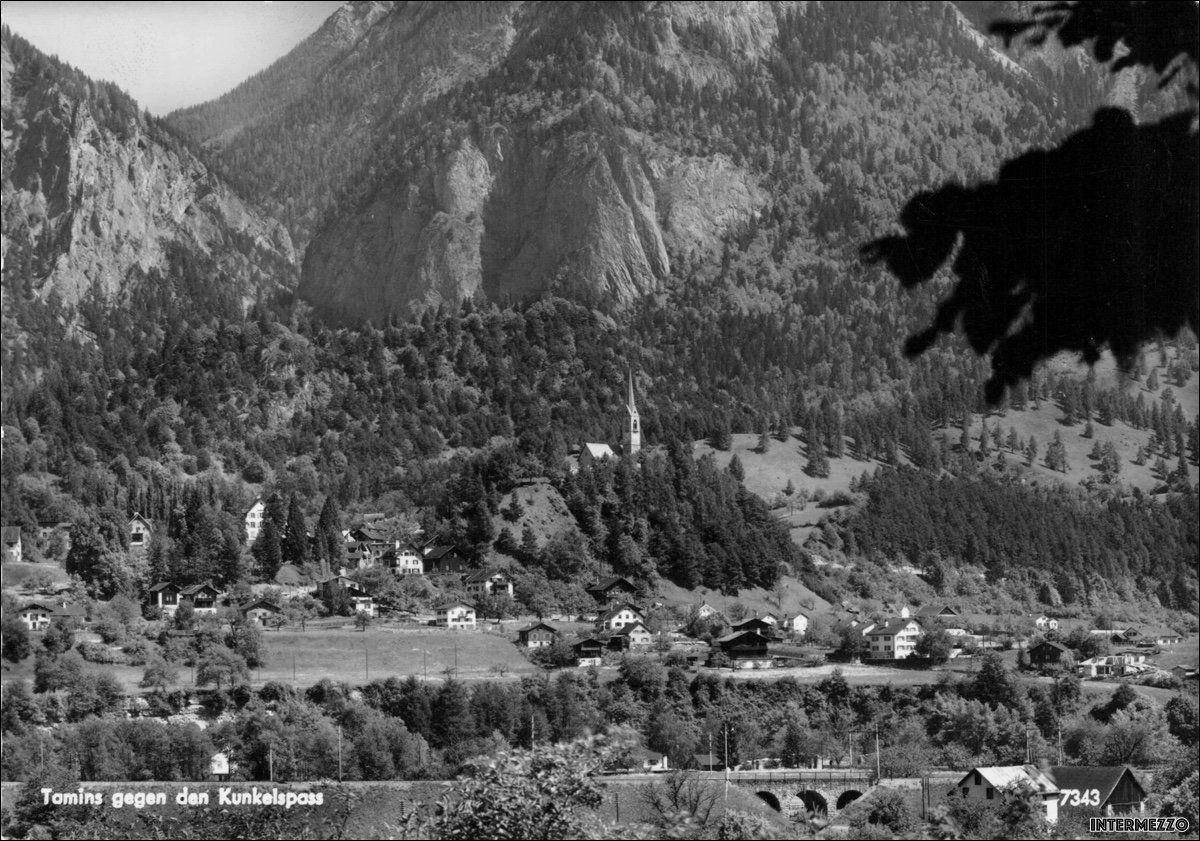 Cartoline postali: Tamins GR // Dorf Kunkelspass ca. 1955 // Sommer – Usato da Basel venduto da intermezzo12
