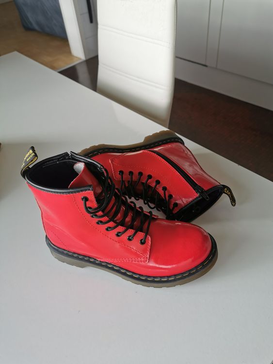 Bottines Dr. Martens 10 Trous 1919 Rouge Cerise - Cuir, Semelle Plate, Unisexe Adulte, Neuves En Boîte