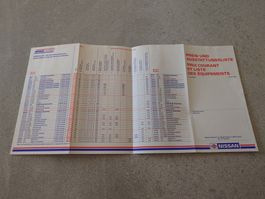 Nissan CH Preisliste 1984, 300ZX, Cherry, Sunny, Bleubird, .