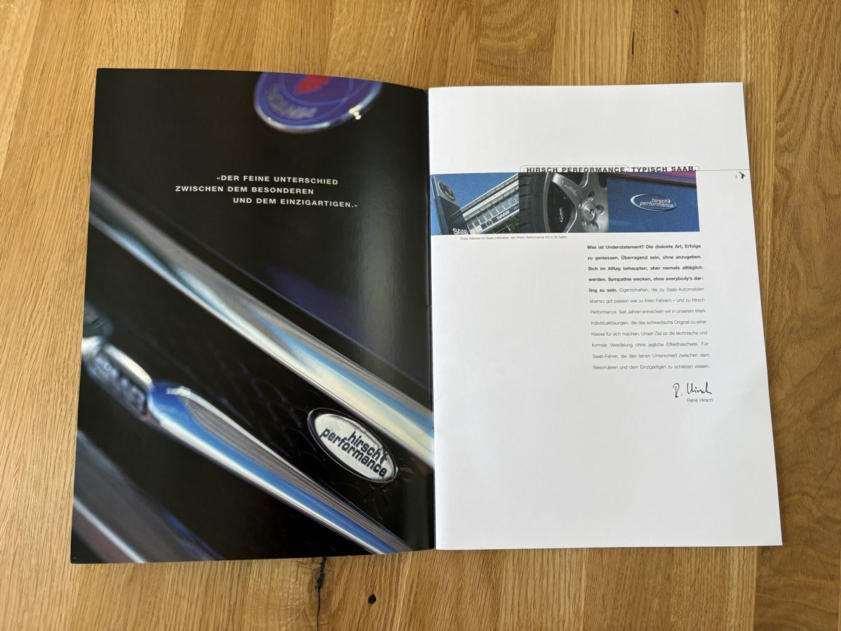 Saab Dokumente: Hirsch Performance Broschüre SAAB 9-3/9-5  – Gebraucht aus Rikon im Tösstal von Spellbinder 5