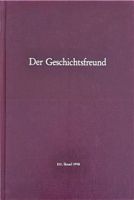 Der Geschichtsfreund 151. Band - 1998