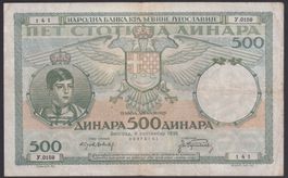 Jugoslawien 500 Dinara 1935