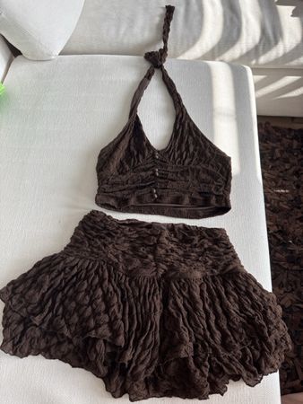 Damen Set Oberteil und Rock braun gerafft guter Zustand