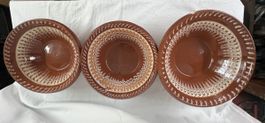 3 Talerbecki braun mit Muster gebraucht