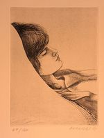Anna Godel. Lithographie 67/160. Schlafende Frau.
