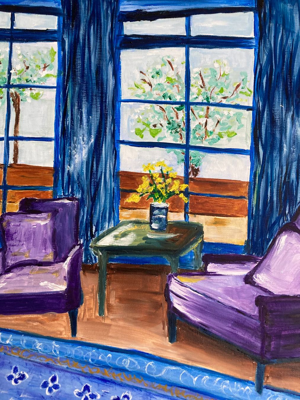 Dipinti: Das blaue Zimmer - Ölgemälde – Nuovo (secondo la descrizione) da Cham venduto da Felha 9