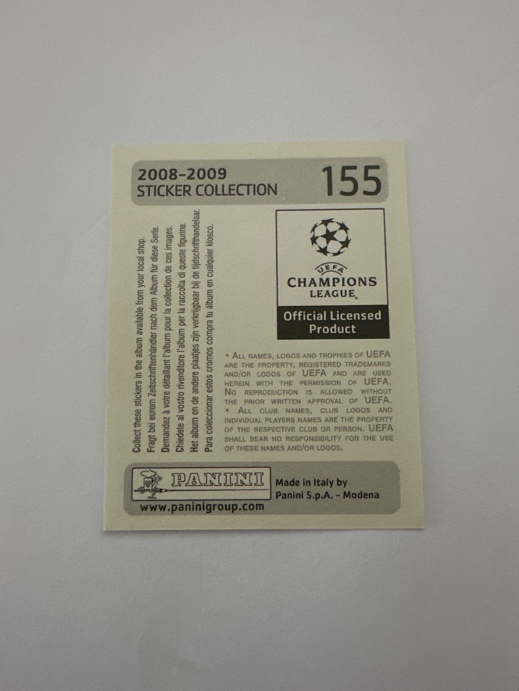 Panini Carte collezionabili: Panini UEFA Champions League 2008-2009 - Nr. 155 – Usato da Sulz AG venduto da DealWerk 1