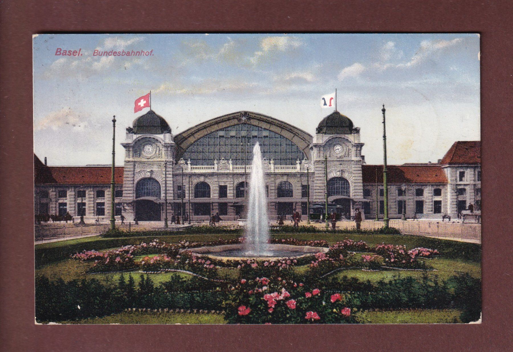 Cartoline postali: BASEL - Bundesbahnhof - 1910 – Usato da Pully venduto da nicecards-shop