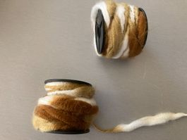 Wollbänder braun weiss meliert 2 Stk