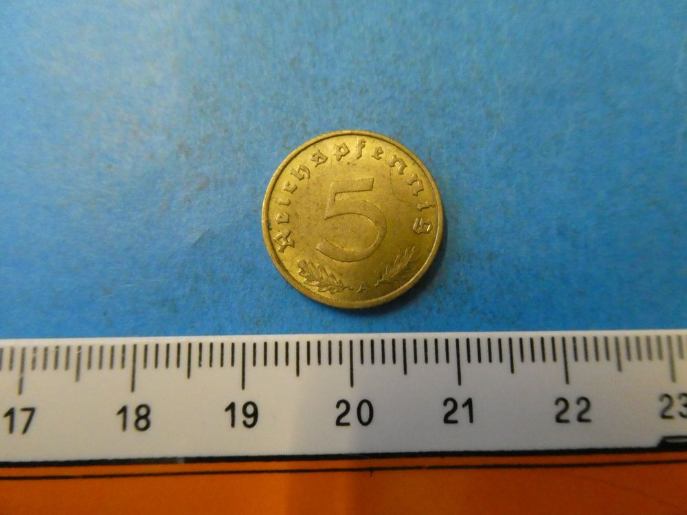 5 Reichspfennig Münze 1937 Deutsches Reich - Aluminium-Bronze, Sehr Schön (ss), Durchmesser 18mm