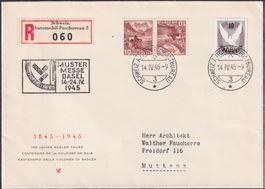1945, W22 auf Luxus-FDC, Basel Mustermesse +Blockausschnitt