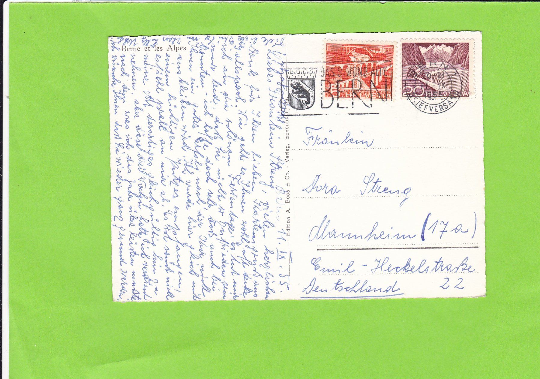 Cartoline postali: Bern und die Alpen – Usato da St. Peterzell venduto da neckertal 1