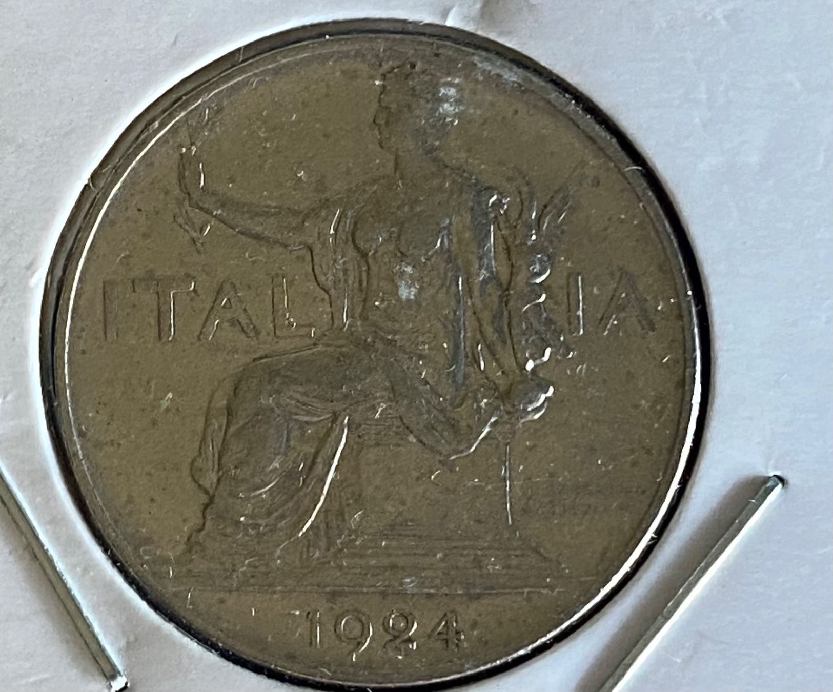 Alle Münzen: 1 LIRA 1924, ITALIA – Gebraucht aus Leysin von geomamar