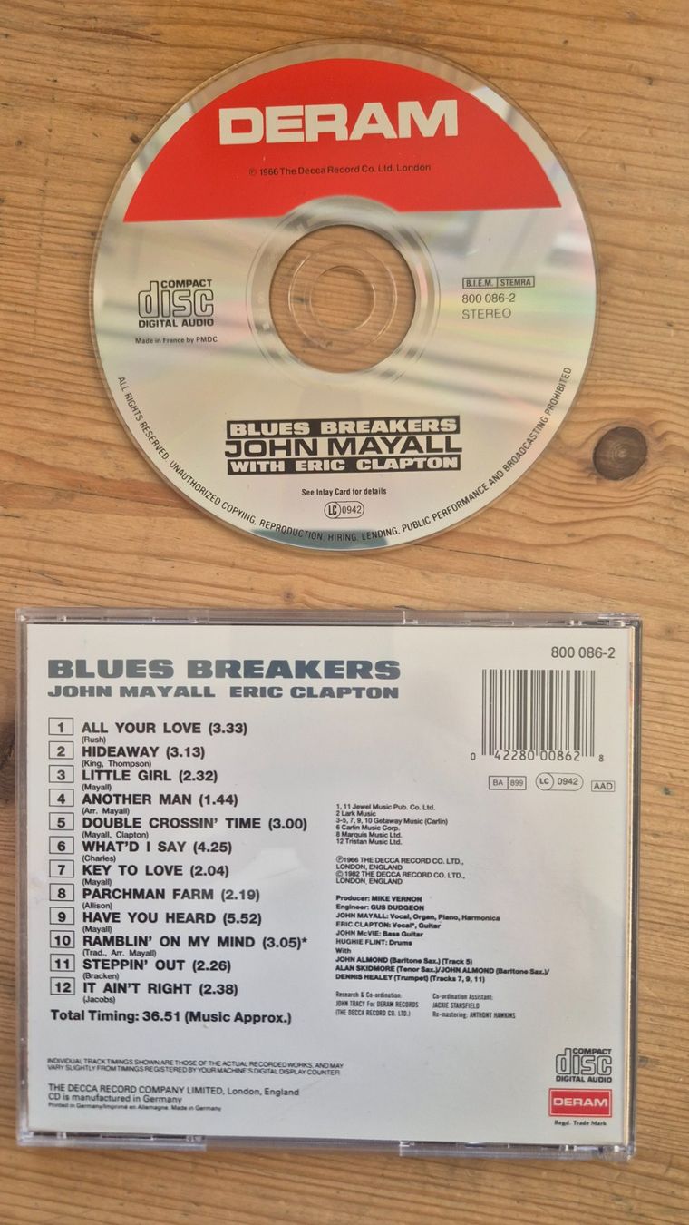 CD: JOHN MAYALL - with Eric Clapton (Deram) – Usato da Therwil venduto da Rubo26 1