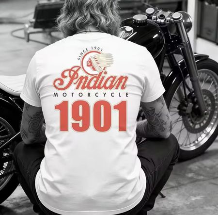T-shirt Indian Motorcycle blanc motif 1901 J018