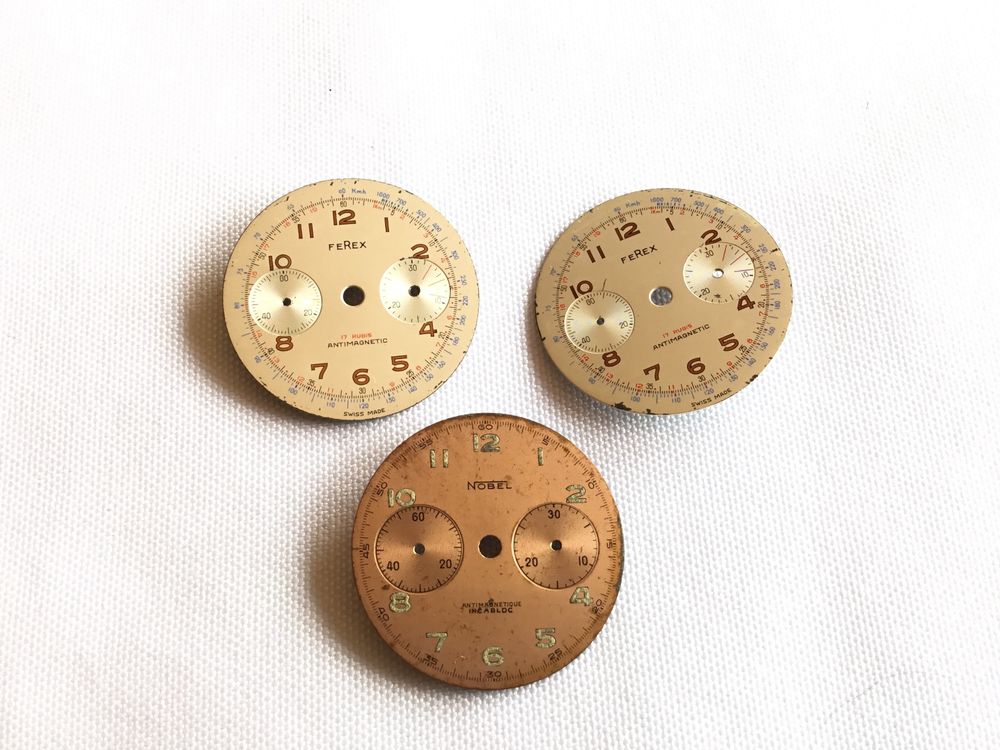 Lot De 5 Cadrans Chronographe Partex Pour Valjoux 7734 - Vintage Années 60 - Neuf Sans étiquette