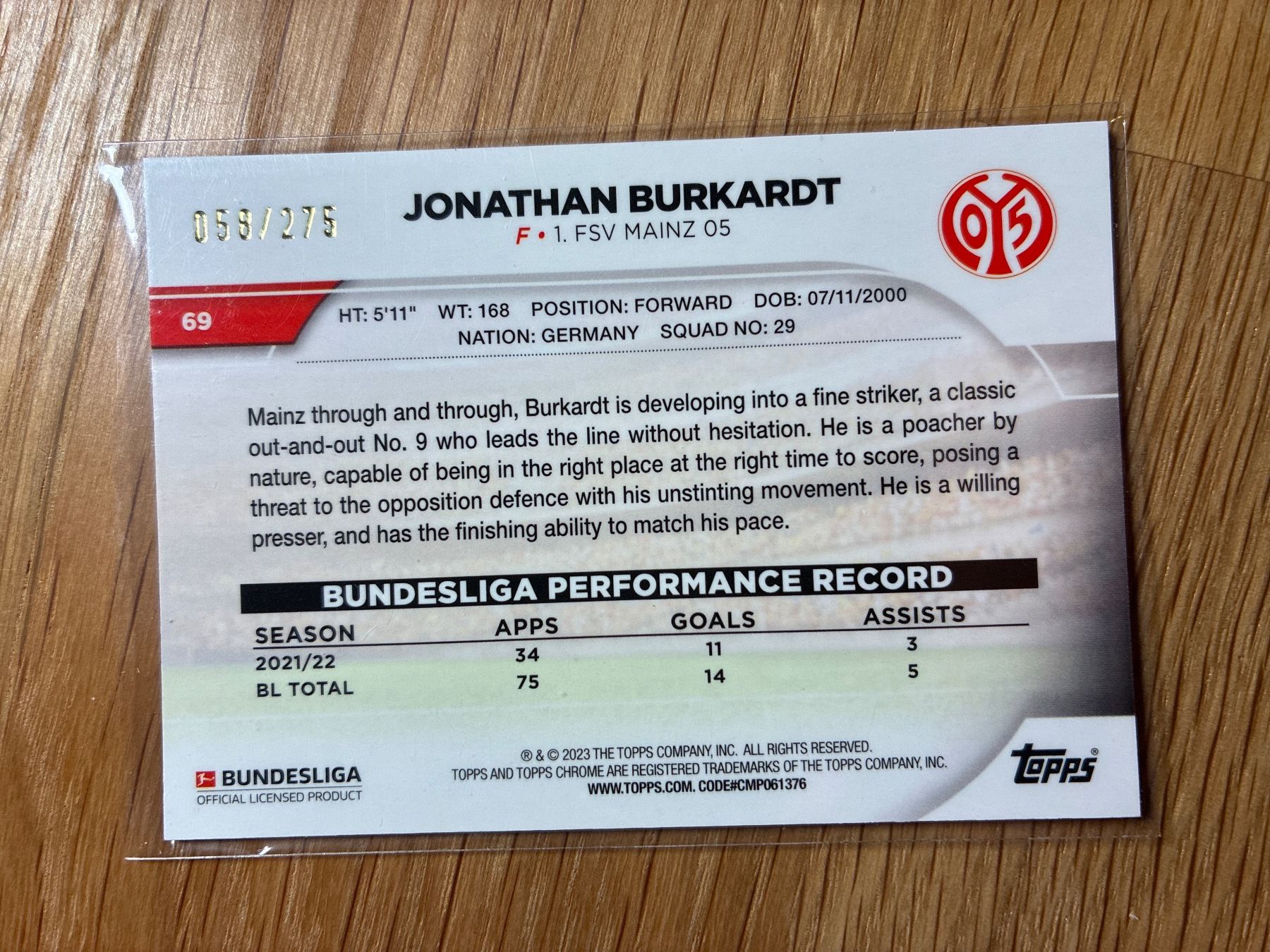 Panini Cartes à collectionner: Topps Chrome Jonathan Burkardt /275 – D'occasion à Wangenried par Garagara 1