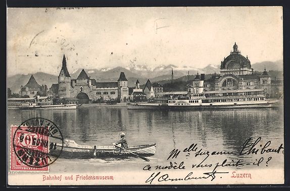 Cartes postales: Luzern, Bahnhof und Friedensmuseum mit D – D'occasion à Berlin par bartko-reher