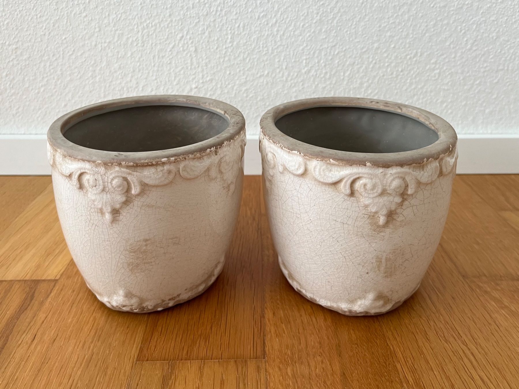 Pots de fleurs: 3 Übertöpfe Cachepots Shabby Chic – D'occasion à Allschwil par millefiori3 7