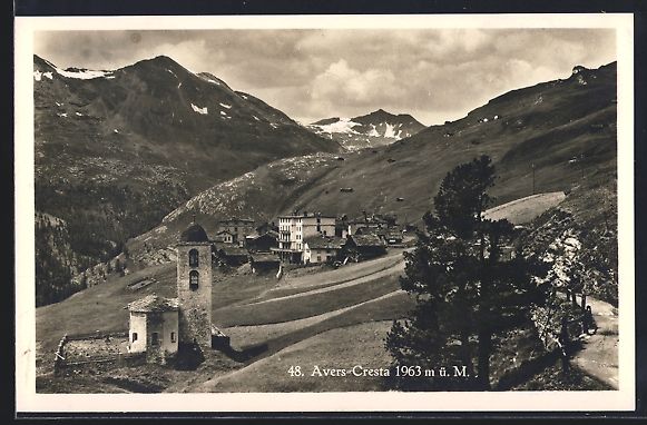 Ansichtskarten: AK Avers-Cresta, Panorama mit Kapelle – Gebraucht aus Berlin von bartko-reher