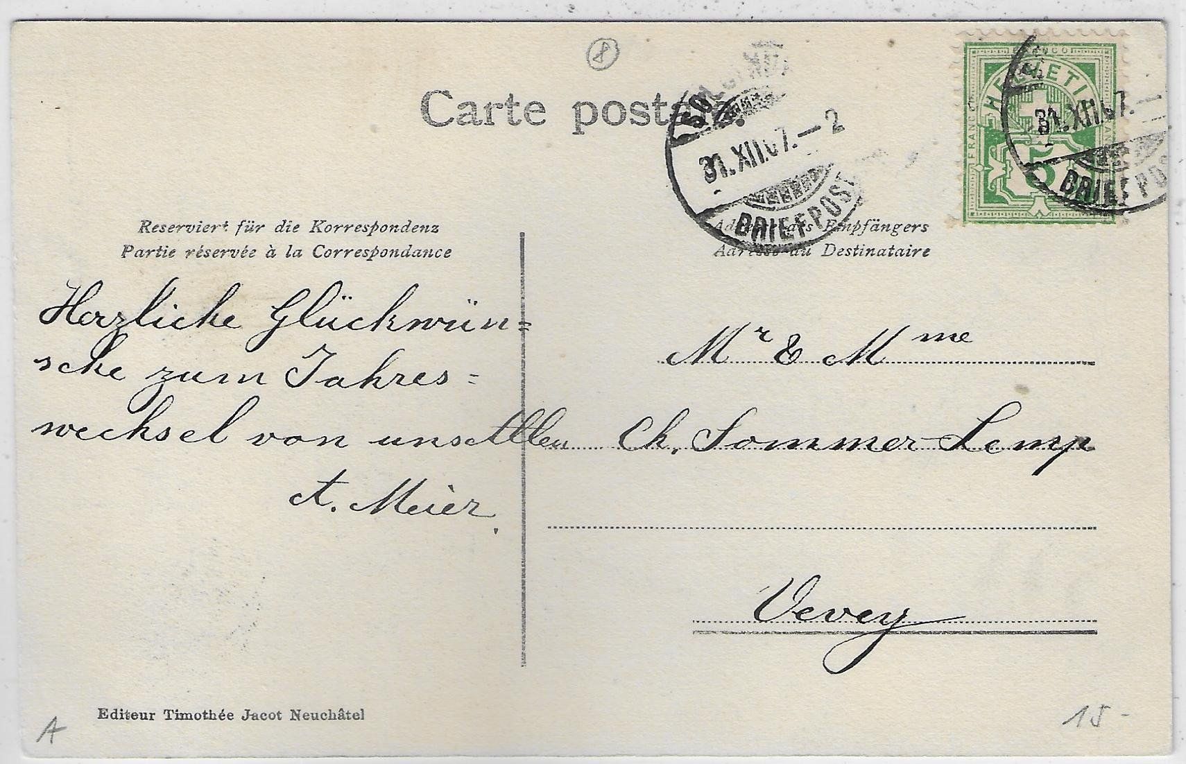 Cartoline postali: Solothurn Neujahr 1908 - Mehrfachbilder – Usato da Ettingen venduto da Kartenplanet 1