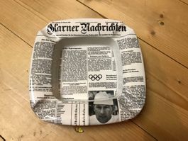 Ornamin Retro Aschenbecher 13.8 x 3 cm Zeitungsdesign