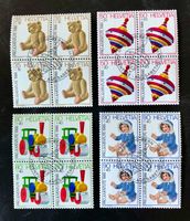  Viererblock Nr.J298-J301 ET Stempelt Bern 1986 Kinderspielz