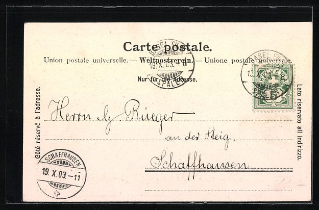 Cartoline postali: Basel, Die 3 Rheinbrücken und St. Johan – Usato da Berlin venduto da bartko-reher 1