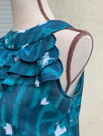 Splendid haut blouse ANN TAYLOR bleu pétrole/volants t.34.36