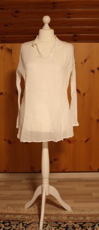 Bluse lang  Mini - Kleid  Krickelstoff weiss Gr. L