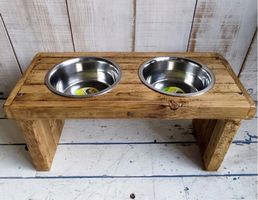 Hund Napf Futterbar,Fressnapf-/Napfständer erhöht,Holz,NEU