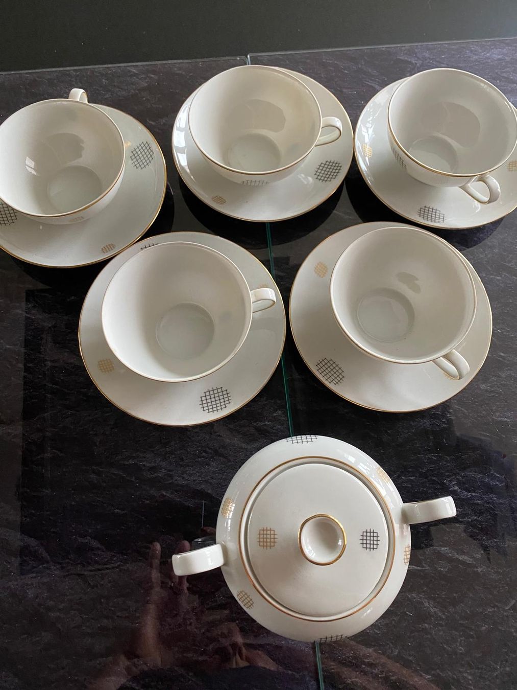 Set di piatti: Kaffee /Teeservice mit Zuckerdose – Nuovo (secondo la descrizione) da Ebikon venduto da Muraene1
