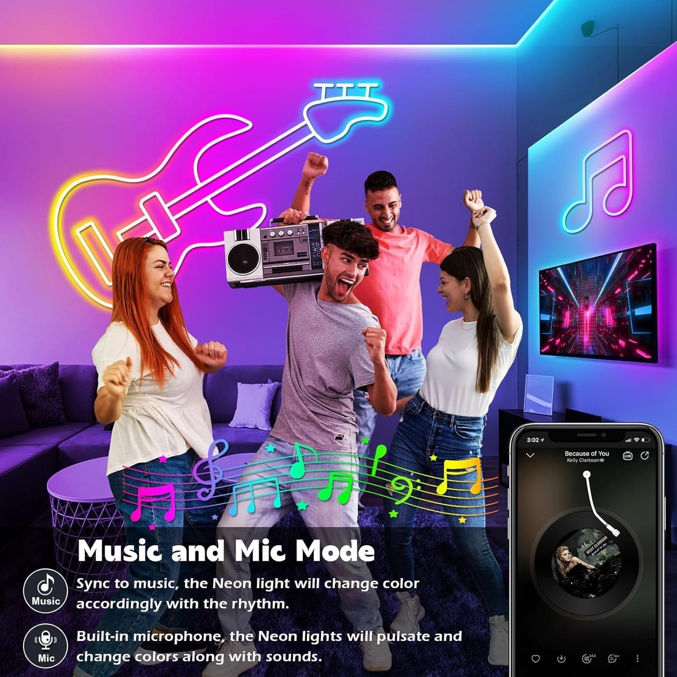 Ghirlande e barre luminose: 6m Neon RGB LED Strip, App – Nuovo e nell'imballaggio originale da Nuglar venduto da SmartLiving24 4