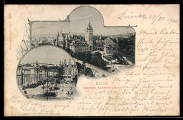 AK Zürich, Landesmuseumplatz und Bahnhofstrasse