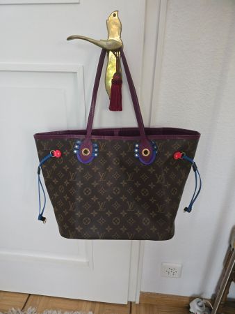 Louis Vuitton Neverfull Totem  Magenta Tasche mit Pochette