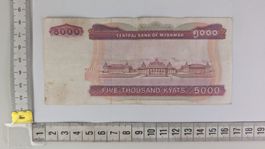 5000 Kyat Banknote aus Myanmar, Asiatische Rarität!