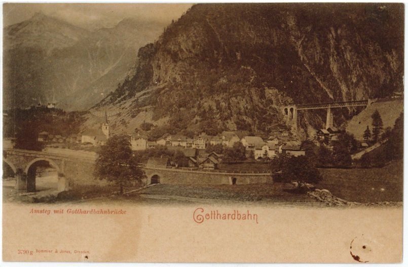Cartoline postali: E 33 GOTTHARDBAHN AMSTEG MIT GOTTHARDBAHNBRÜCKE – Nuovo (secondo la descrizione) da Fribourg venduto da philafri