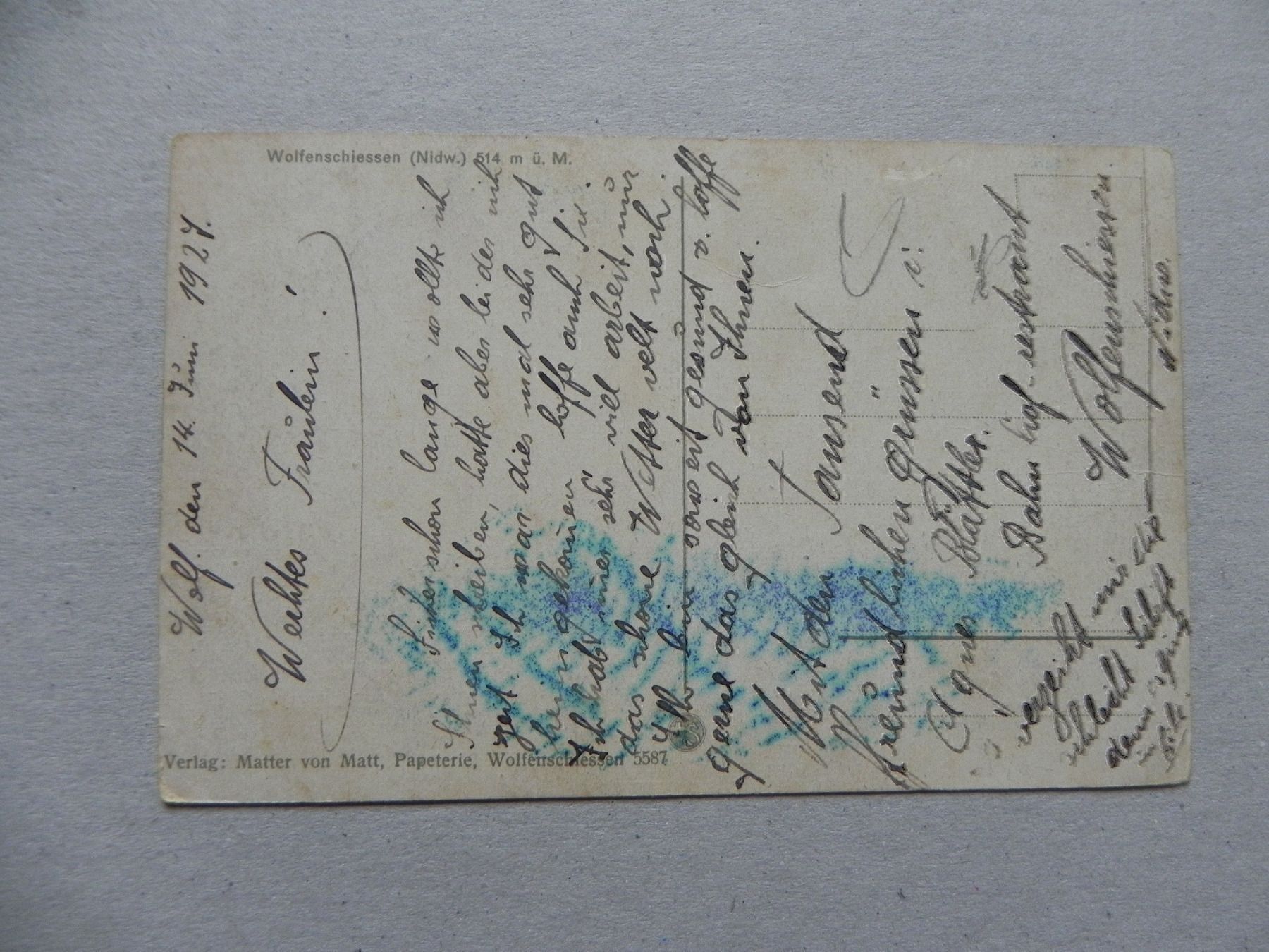 Cartes postales: Ansichtskarte Wolfenschiessen NW 1920 – D'occasion à Siebnen par krimsie 1