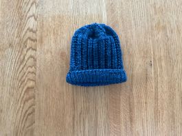 Handgestrickte Kindermütze mit doppelter Wolle gest.ca.4-8 J