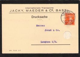 Perfin: Jacky , Maeder&Cie , Basel , 7.Xll.1923