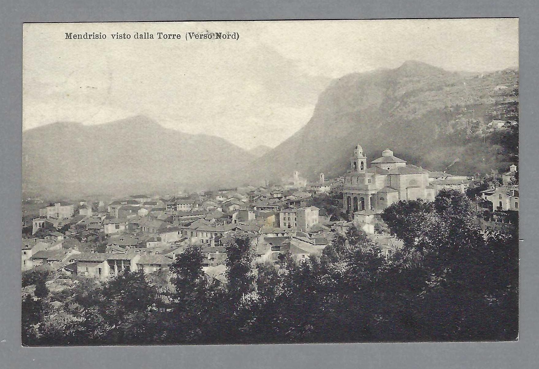 Cartoline postali: 1913, MENDRISIO, PANORAMA DALLA TORRE – Usato da Pura venduto da ulisse1957